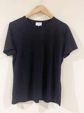 Witchery Black Short Sleeve Crew Neck Tee Linen Blend size S